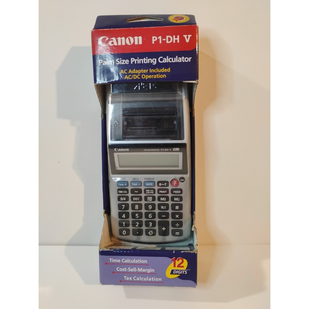 Canon P1-DH V Printing Calculator Silver Black Palm Size 12-Digits